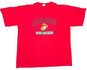 Vtg US Marines Recruiting T-Shirt MCRD San Diego 90s USA Adult XL Red Streetwear